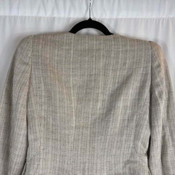 Armani Collezioni Womens 6 Tweed Linen Blend Blazer Cream Black Classic,Career - Picture 12 of 14